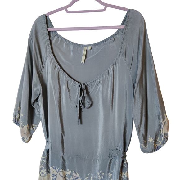 Petticoat Alley Silk Gray Abstract Floral Off Shoulder A-line Mini Dress Small - Picture 3 of 13